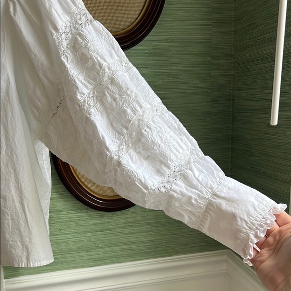 White Ruffled Button-Up Blouse - Picture 2 of 5